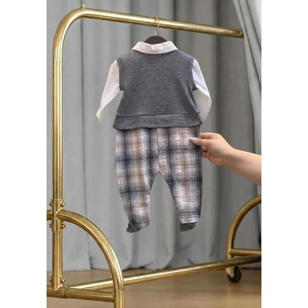 سرهمی پسرانه مجلسی ژیله دار ترک جیب چهار خونه | نوزادت